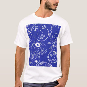 Schoonheidsgezicht: één-lijn tekening. t-shirt