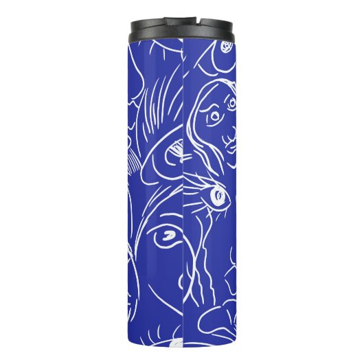 Schoonheidsgezicht: één-lijn tekening. thermosbeker (Achterkant)