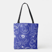 Schoonheidsgezicht: één-lijn tekening. tote bag (Achterkant)