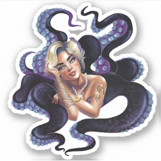 Schoonheidsgodin Octopus Sticker (Voorkant)