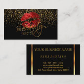 Schoonheidsinjector met gouden Confetti en rode sp Visitekaartje (Voorkant / Achterkant)