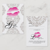 Schoonheidskaartjes Lips Makeup Roze Kortingskaartje (Voorkant / Achterkant)