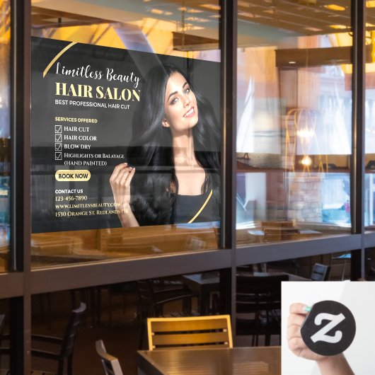Schoonheidskapsalon Bruine Modelwinkel aanpassen Raamsticker (Restaurant Raam)