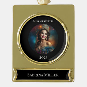Schoonheidskoningin Kerst Ornament Verguld Banner Ornament
