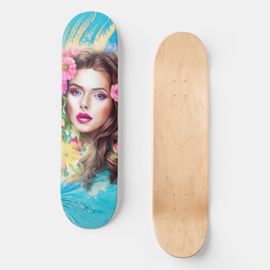 schoonheidskunst voor vrouwen op skateboard (Voorkant)