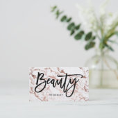 Schoonheidskunstenaar typografie roos gouden witte visitekaartje (Staand voorkant)