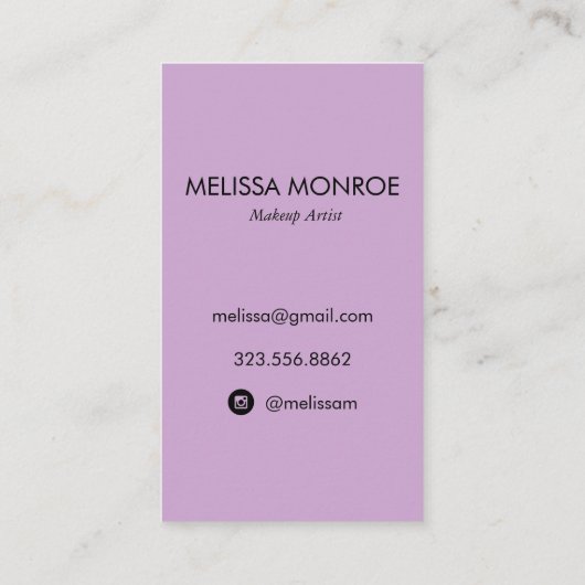 schoonheidsmake-up artiest licht paars visitekaartje (Achterkant)