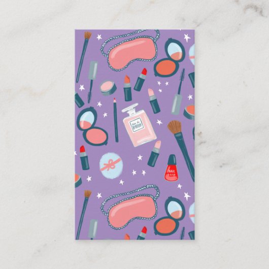  schoonheidsmake-up artiest licht paars visitekaartje (Voorkant)