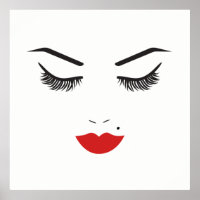 Schoonheidsmake-up gezicht wimpers & rode lippen c