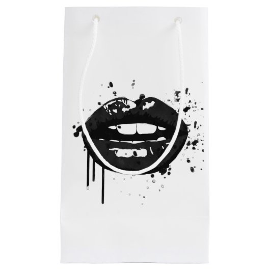 Schoonheidsmake-up kus mode zwarte en witte lippen klein cadeauzakje (Voorkant)