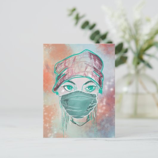 schoonheidsmasker fonkel scène briefkaart (Staand voorkant)