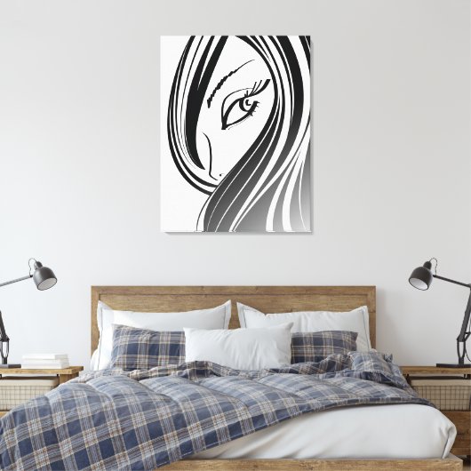 Schoonheidsmeisje gezicht Verpakt Canvas (Insitu (Slaapkamer))