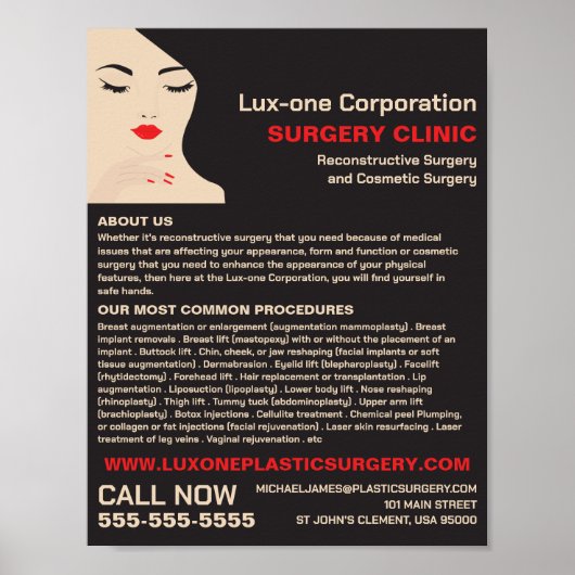 Schoonheidsmodel, plastische chirurg, plastische c poster (Voorkant)