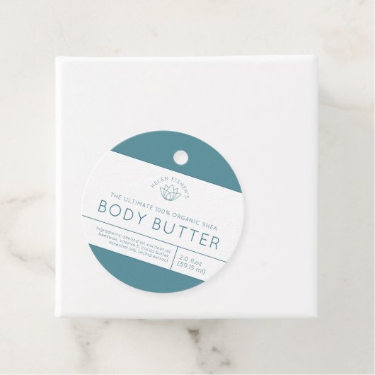 Schoonheidsproduct ingrediënten blauwgroen witte l bedankjes labels (In situ)