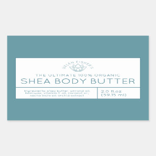 Schoonheidsproduct ingrediënten blauwgroen witte l rechthoekige sticker