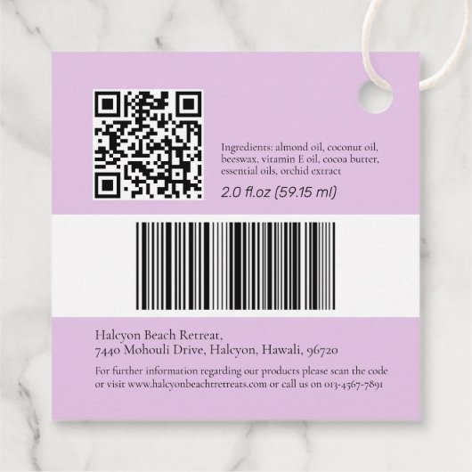 Schoonheidsproduct zwarte roze ingrediëntencode QR Bedankjes Labels (Achterkant)