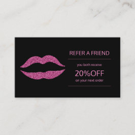 Schoonheidsproducten distributeur roze lippen door aanbevelingskaartje