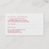 Schoonheidsproducten distributeur verwijzingskaart aanbevelingskaartje (Achterkant)