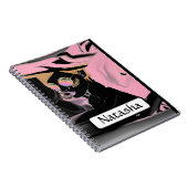 Schoonheidsroze en zwarte Pop Kunstschilder Notitieboek (Rechterzijde)