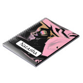 Schoonheidsroze en zwarte Pop Kunstschilder Notitieboek (Linkerzijde)