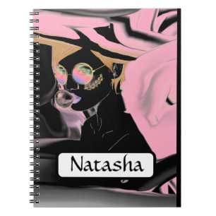 Schoonheidsroze en zwarte Pop Kunstschilder Notitieboek