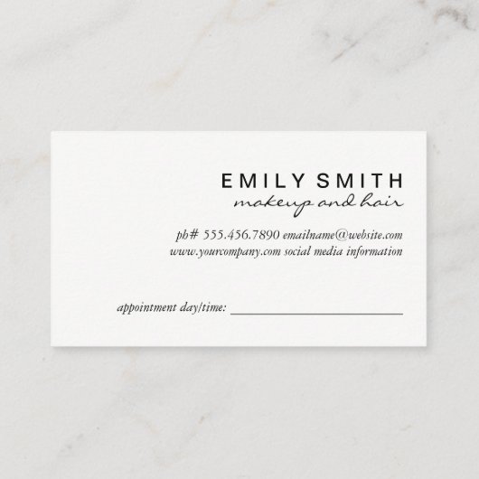 Schoonheidssalon afspraak afsprakenkaartje (Achterkant)