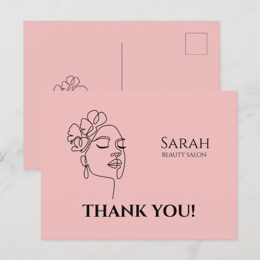 Schoonheidssalon bedankkaart briefkaart (Voorkant / Achterkant)