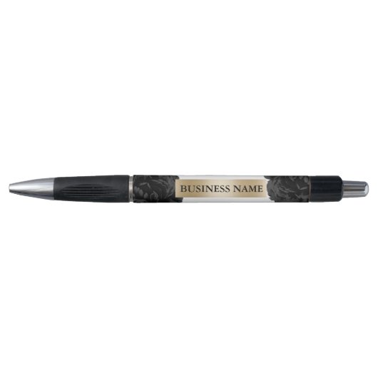 Schoonheidssalon Black Floral Gold Label Promotie Pen (Voorkant)