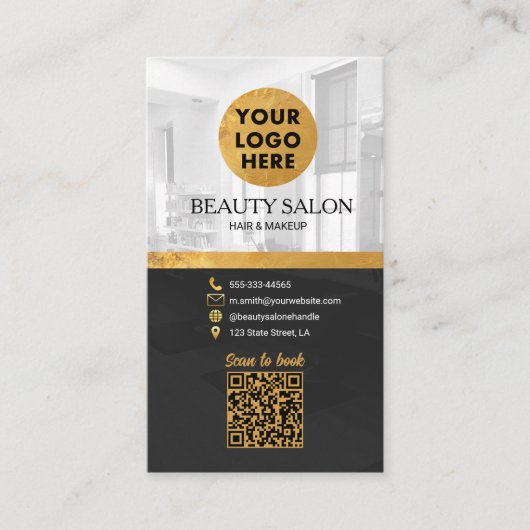 Schoonheidssalon Black Gold QR-code Afspraak Visitekaartje (Voorkant)