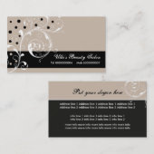 Schoonheidssalon bloemenscrollblad zwart, bord tau visitekaartje (Voorkant / Achterkant)