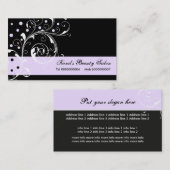 Schoonheidssalon bloemenscrollblad zwart lila paar visitekaartje (Voorkant / Achterkant)