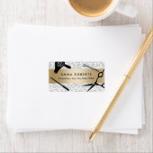 Schoonheidssalon  bloemmotief Gouden Streep Etiket (Insitu)