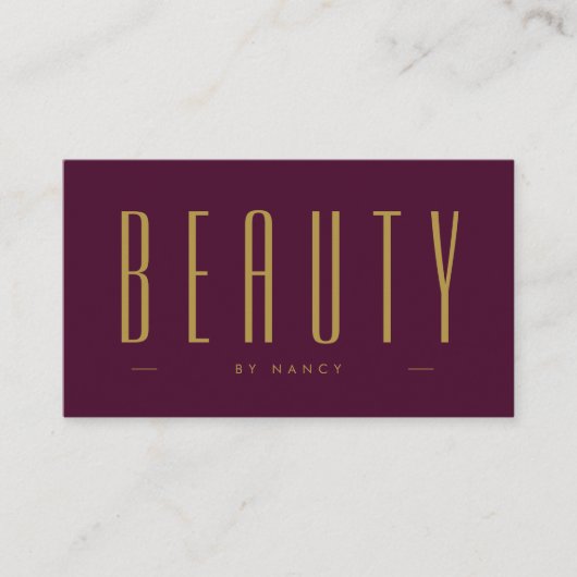 Schoonheidssalon Bourgondië en goud eenvoudig Visitekaartje (Voorkant)