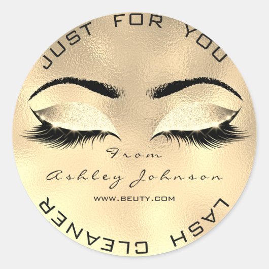 Schoonheidssalon Bruin Glitter SPA Goud Wimpers Cl Ronde Sticker (Voorkant)