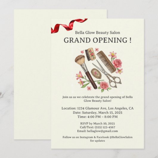 Schoonheidssalon Cute Grand Opening Uitnodiging (Voorkant / Achterkant)