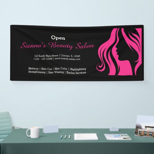 Schoonheidssalon (diep roze) spandoek (Beurs)