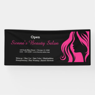Schoonheidssalon (diep roze) spandoek