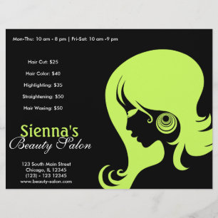 Schoonheidssalon (donker olijfgroen) flyer