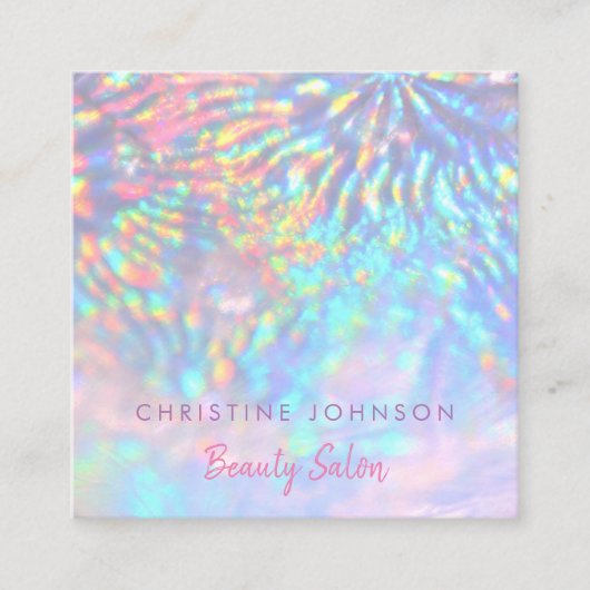 Schoonheidssalon faux iriserend effect vierkante visitekaartje (Voorkant)