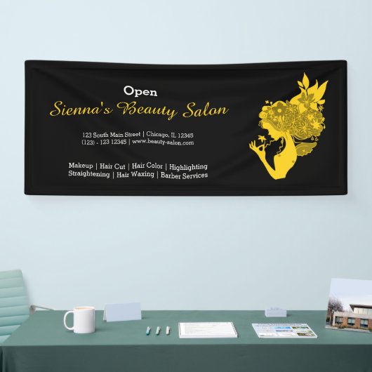 Schoonheidssalon (geel) * kies achtergrondkleur spandoek (Beurs)