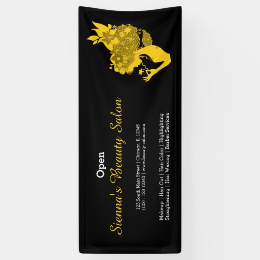 Schoonheidssalon (geel) * kies achtergrondkleur spandoek (Verticaal)