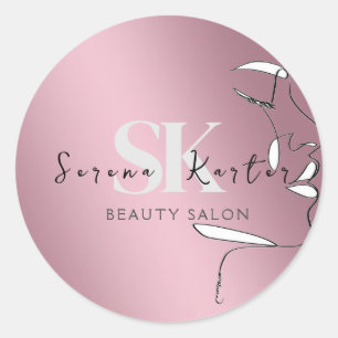 Schoonheidssalon Gezicht Abstracte Vrouw Modern Mi Ronde Sticker