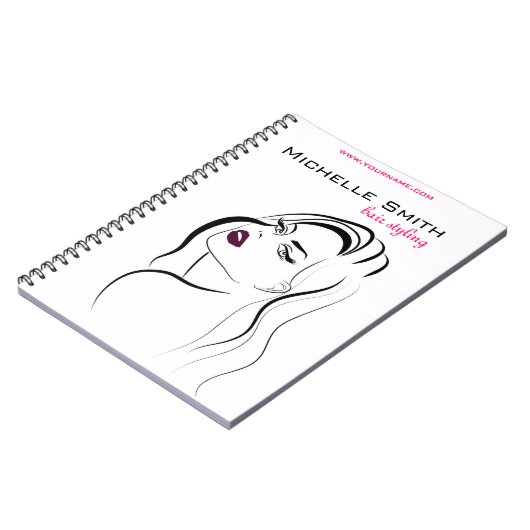 Schoonheidssalon Glamoureuze Mode Meisje Zwart Wit Notitieboek (Linkerzijde)