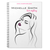 Schoonheidssalon Glamoureuze Mode Meisje Zwart Wit Notitieboek (Voorkant)