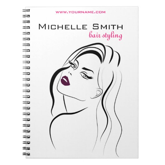 Schoonheidssalon Glamoureuze Mode Meisje Zwart Wit Notitieboek (Voorkant)