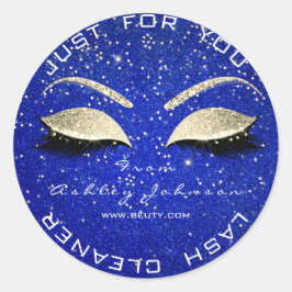 Schoonheidssalon Glitter Blauw Goud Lash Cleaner Ronde Sticker