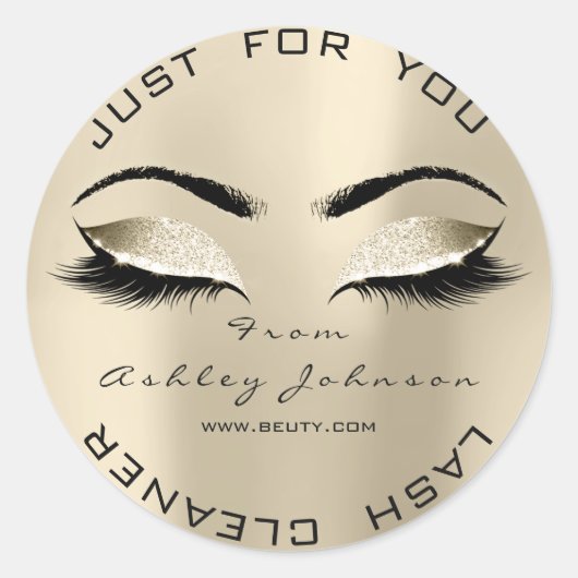 Schoonheidssalon Glitter Goud Lash Cleaner Champai Ronde Sticker (Voorkant)