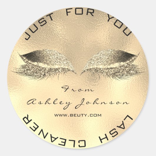 Schoonheidssalon Glitter Goud Lash Cleaner Metalen Ronde Sticker (Voorkant)