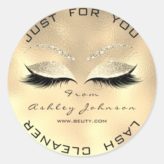Schoonheidssalon Glitter Goud Lash Cleaner Sepia F Ronde Sticker (Voorkant)