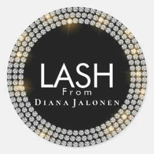 Schoonheidssalon Glitter Roze Lash Metal Zilver Ronde Sticker
